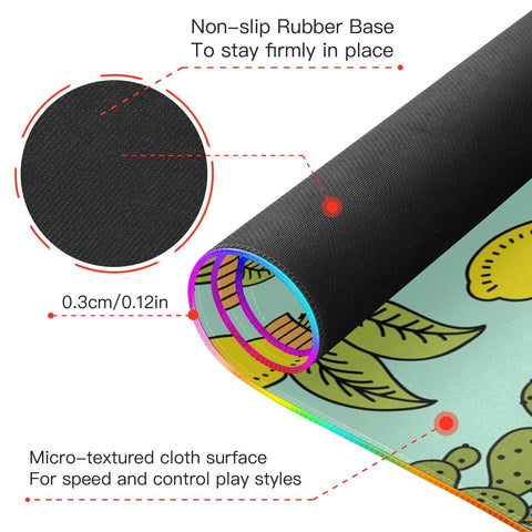 Cute Cactus Wireless Charging Mouse Pad for Mobile Phone Extra Large Gaming Mousepad with 13 Lighting Modes Computer Mat for Gaming MacBook PC Laptop Desk Home Office