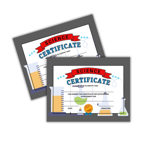 Science Certificate of Achievement Award | 50 pk 8.5x11â€ for Students Fair Goal Participation Outstanding Achievement Middle School