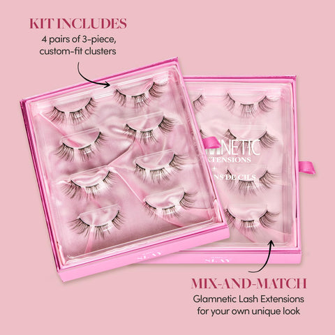 Glamnetic Lash Extensions | Slay | Professional At Home False Eyelash Extensions| Salon-Quality, High Volume, Faux Mink Lashes | 4 Sets of Lash Clusters