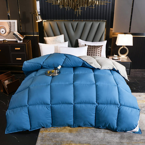 Duvet Insert, Goose Down & Feather Duvet, 95% High Purity White Goose Down Inner Core, High-density Cotton Cover, Anti-wrinkle Dustproof Anti-allergic Duvet (Blue,180 * 220cm 2kg)