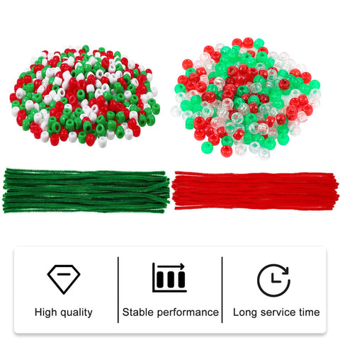 MILISTEN 1250pcs Christmas Beads Chenille Cleaners Craft Chenille Stems Cleaner Beads Cleaner Crafts for Kids Crafts Jewelry Accessories Bead Bar Child Beaded Plastic