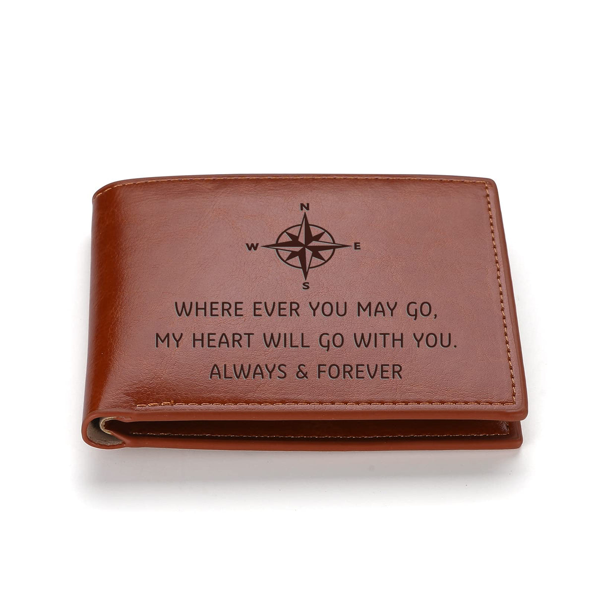 To My Husband Gift Leather Wallet for Man Engraved Personalized Leather Wallet Fathers Day Anniversary Wedding Birthday Gifts for Husband from Wife ValentineÃ¢â‚¬â„¢s Day Gifts (where ever you may go)