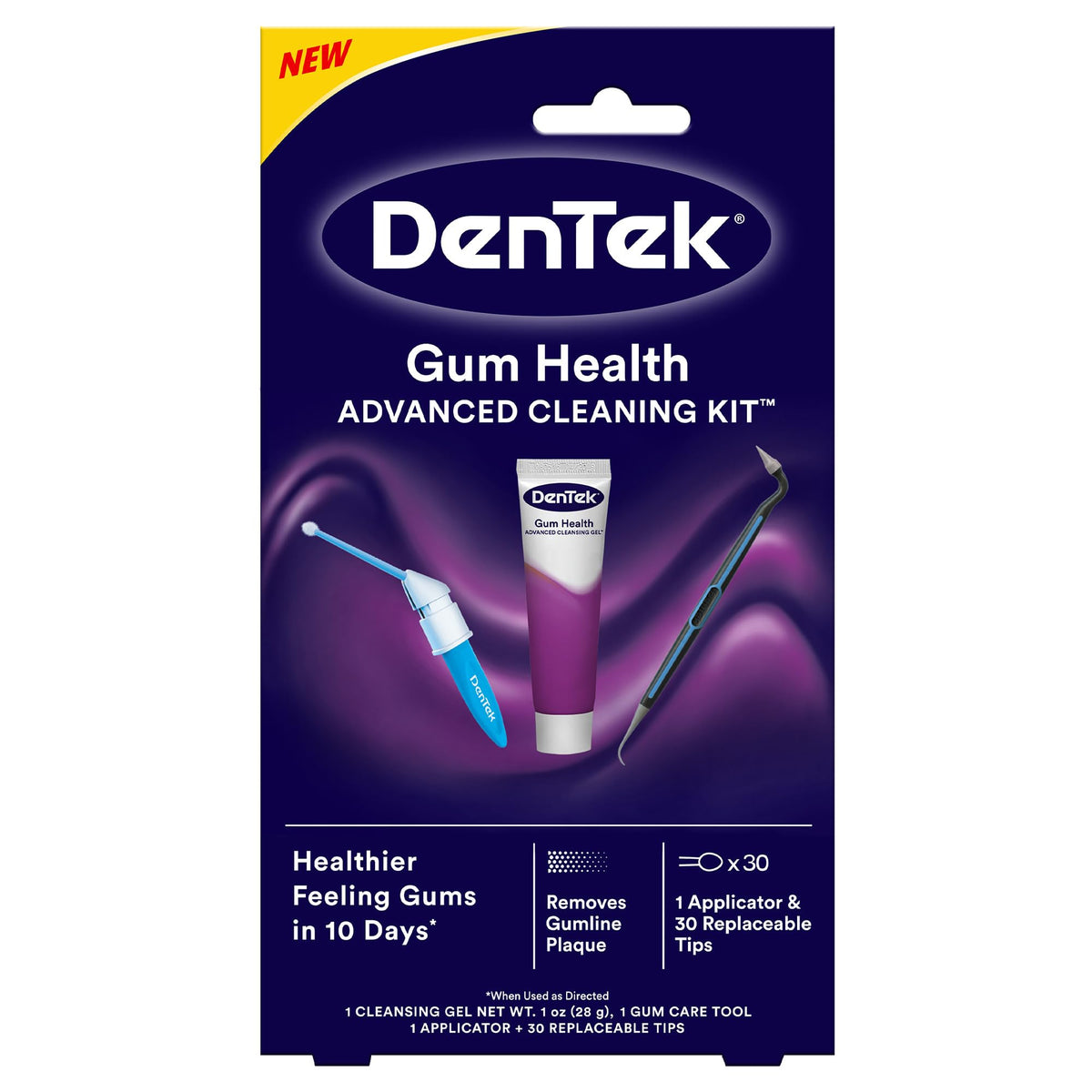 DenTek Gum Health Advanced Cleaning Kit, Oral Care Hygiene Kit, Gum Cleansing Gel, Gum Massager, and Plaque Scraper Dental Tools