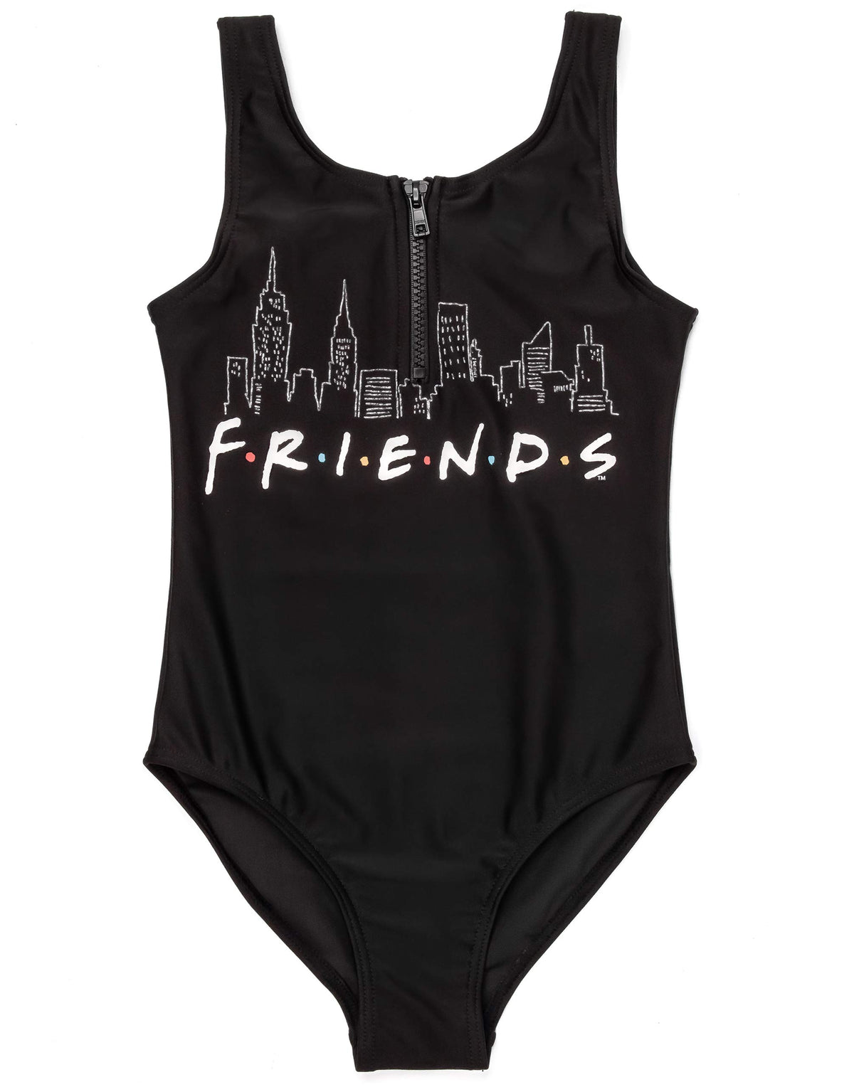 FRIENDS Swimsuit for Girls | Kids F.R.I.E.N.D.S Black Swimming Costume 12-13 Years