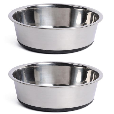 Stainless Steel Dog Bowls, 2PCS Nonslip Silicone Rubber Dog Bowls, Large Dog Food Bowl, Pet Feeding Bowls for Medium, Large Dogs (1750ml*2)