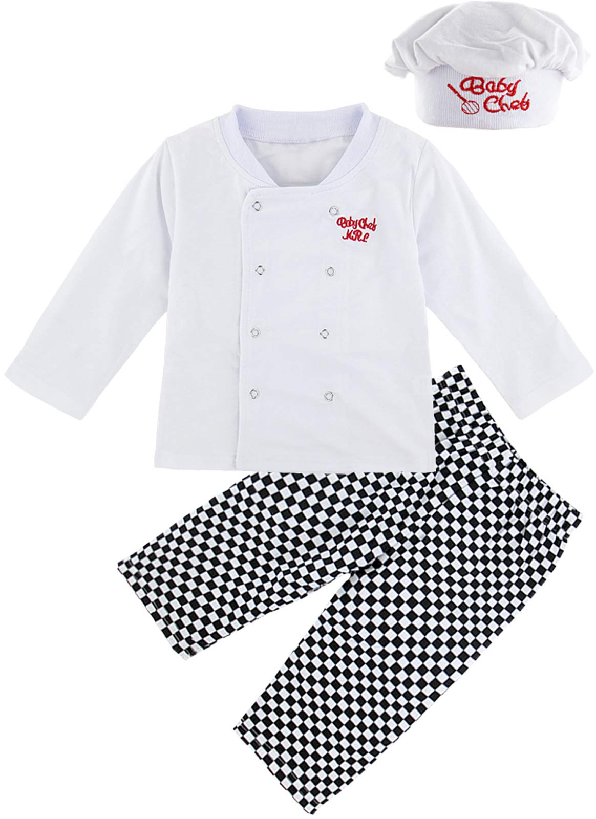 COSLAND Baby Chef Outfit Infant Boys Halloween Outfit, White, 3-6 Months