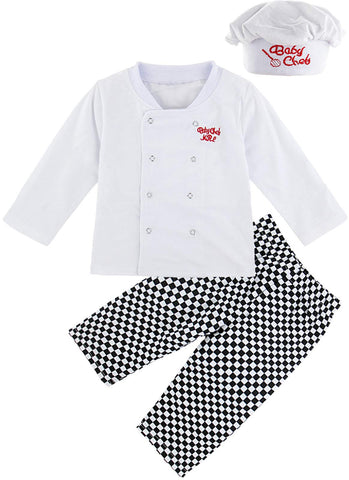 COSLAND Baby Chef Outfit Infant Boys Halloween Outfit, White, 3-6 Months