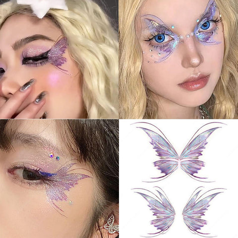 11 Sheets Glitter Butterfly Face Tattoos Sticker Flowers Wings Freckle Sticker for Women Girls Eye Face Makeup Butterflies Fake Tattoos Waterproof Sticker for Festival Dancer Costume Party Decoration
