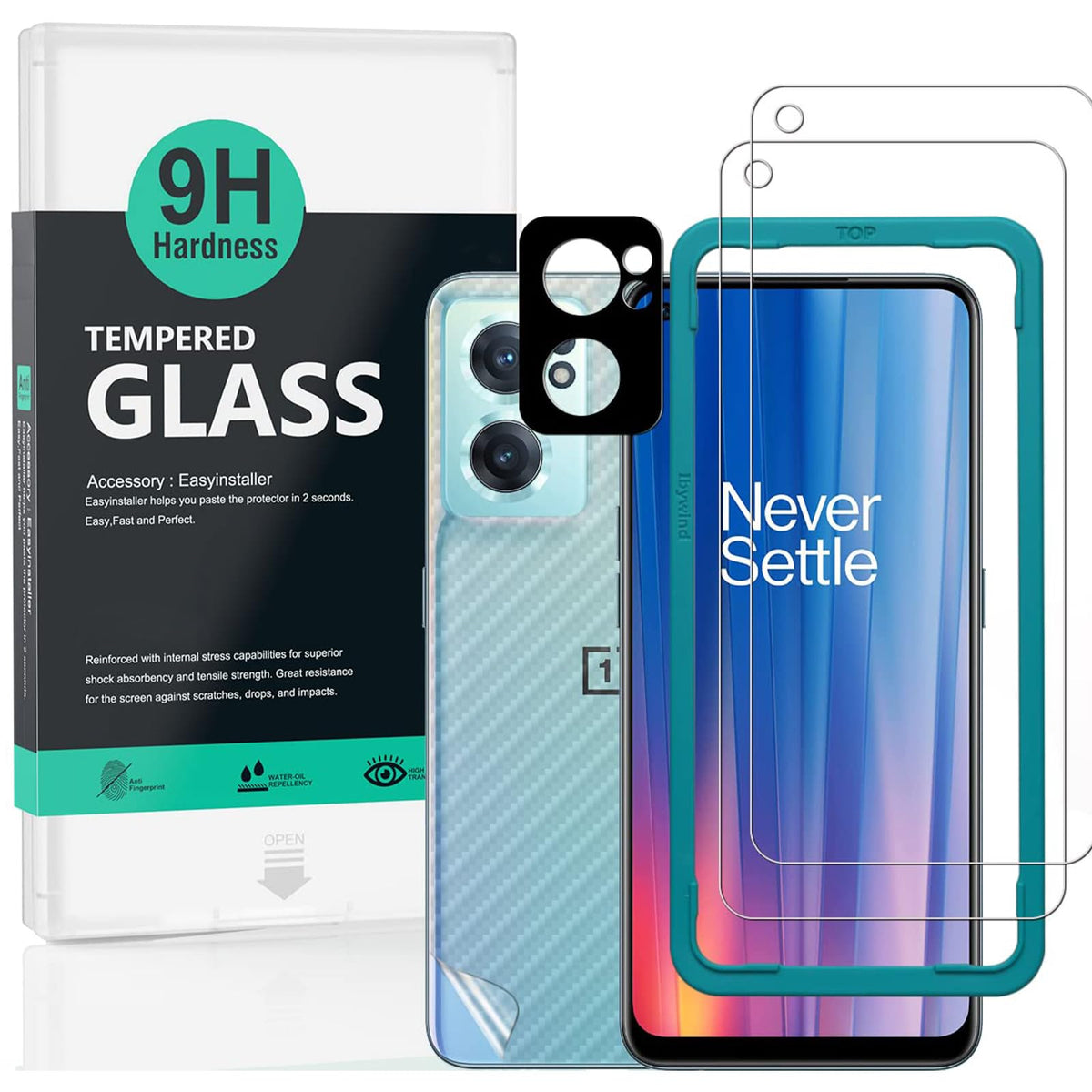 Ibywind Screen Protector For Oneplus Nord CE 2 5G 6.43"[2 Pack],9H Hardness Tempered Glass,With 1Pc Camera Lens Protector,Easy to Install