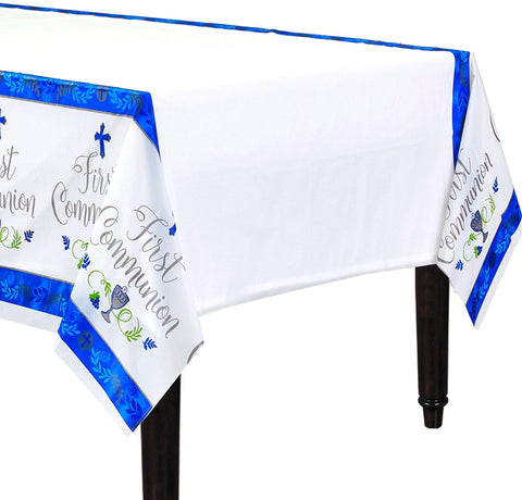 Amscan 571932 Communion Day Boy Plastic Table Cover, 1 piece