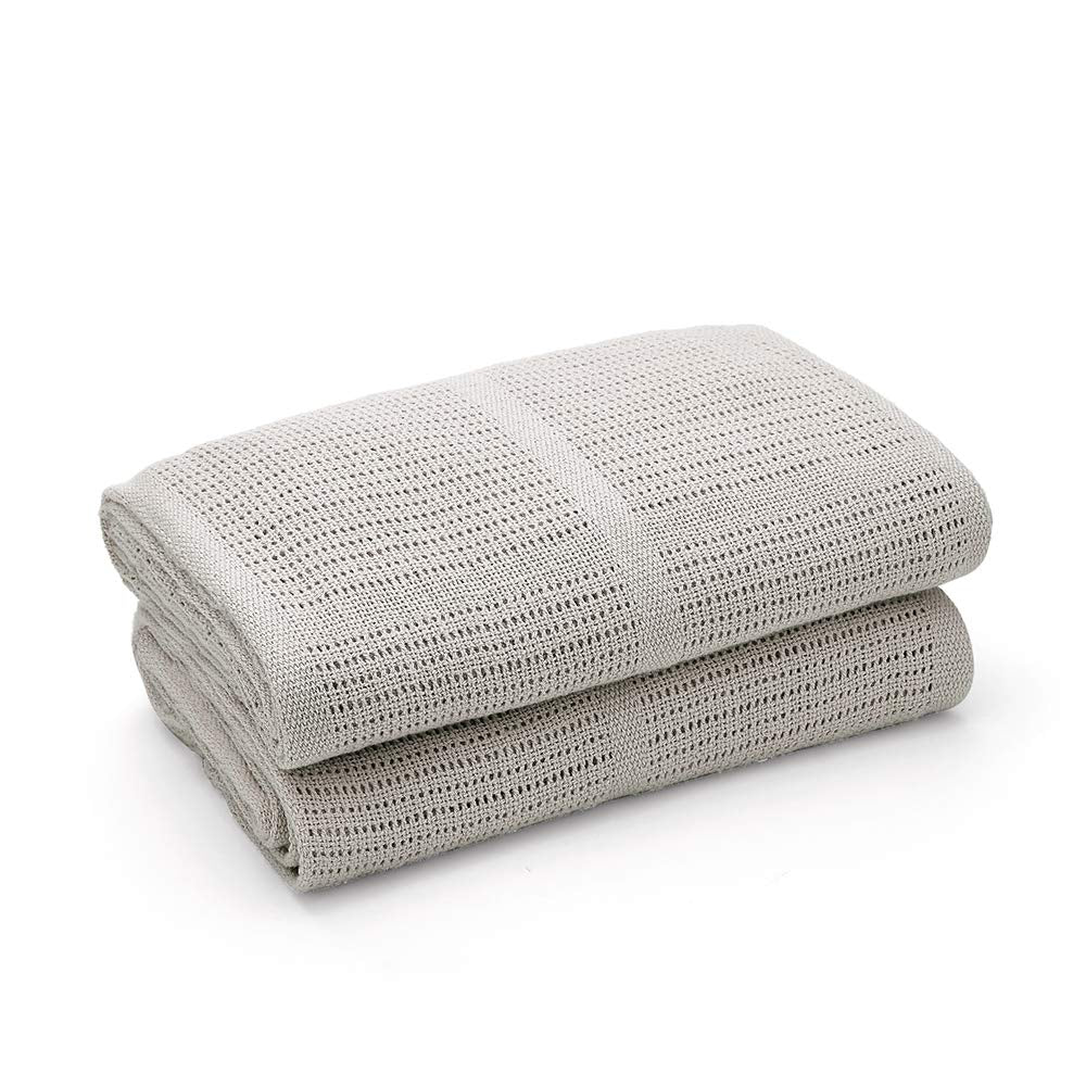 Bloomsbury Mill - Cellular Blankets Baby - Soft 100% Organic Cotton Baby Blanket - Pack of 2 - Baby Essentials For Newborn - Ideal for Cot Bed, Travel, Car Seat, Pram, Moses Basket - Grey 75x95cm