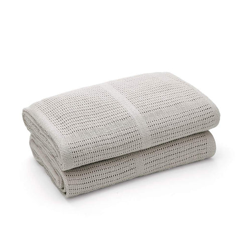 Bloomsbury Mill - Cellular Blankets Baby - Soft 100% Organic Cotton Baby Blanket - Pack of 2 - Baby Essentials For Newborn - Ideal for Cot Bed, Travel, Car Seat, Pram, Moses Basket - Grey 75x95cm