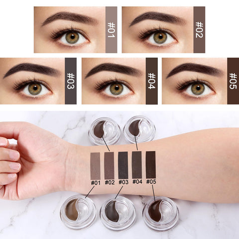 Apooliy Waterproof Eyebrow Gel Brow Pomade Set 2 in 1,Long-Lasting Eyebrow Wax,Filling & Shaping Tinted Brow Creates Natural Brows Dark Brown
