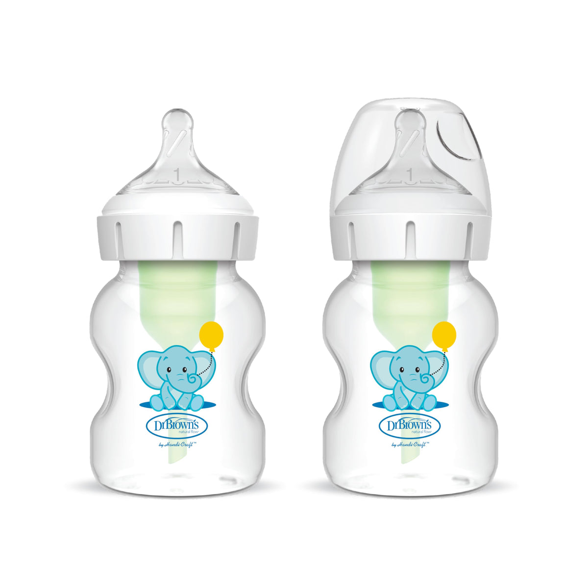 Dr. BrownÃƒÆ’Ã‚Â¢ÃƒÂ¢Ã¢â‚¬Å¡Ã‚Â¬ÃƒÂ¢Ã¢â‚¬Å¾Ã‚Â¢s Natural FlowÃƒÆ’Ã¢â‚¬Å¡Ãƒâ€šÃ‚Â® Anti-Colic Options+ÃƒÆ’Ã‚Â¢ÃƒÂ¢Ã¢â€šÂ¬Ã…Â¾Ãƒâ€šÃ‚Â¢ Wide-Neck Baby Bottle, 5oz/150ml, with Level 1 Teats, 2-Pack, Elephant