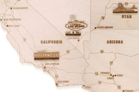 Wood Trick Wooden United States Map Kit for Wall - w/Landmarks Cities & Routes - Big - 52x32ÃƒÆ’Ã†â€™Ãƒâ€šÃ‚Â¢ÃƒÆ’Ã‚Â¢ÃƒÂ¢Ã¢â€šÂ¬Ã…Â¡Ãƒâ€šÃ‚Â¬ÃƒÆ’Ã¢â‚¬Å¡Ãƒâ€šÃ‚Â³ - Perfect Wood Gift for Travel Wedding & Decor - Very Detailed - 3D Wooden Puzzle Travel Map