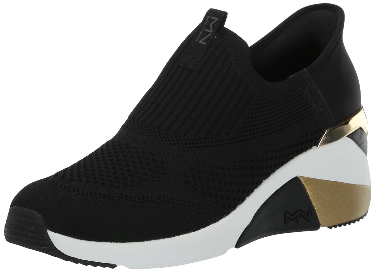 Skechers Women's A-Wedge-CRECENT Sneaker, Black, 11