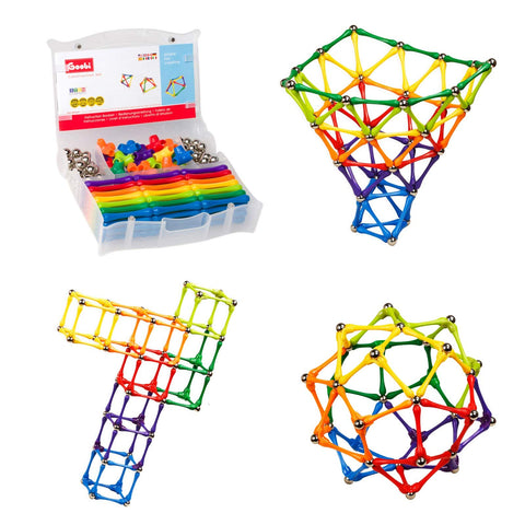Goobi 180 Piece Magnetic Building Sticks Blocks Tiles Toy Magnet 3D Construction Set STEM Educational Toys for 3 4 5 6 7 8 Year Old Kids Boys Girls Adults with Storage Box and Instruction Guide