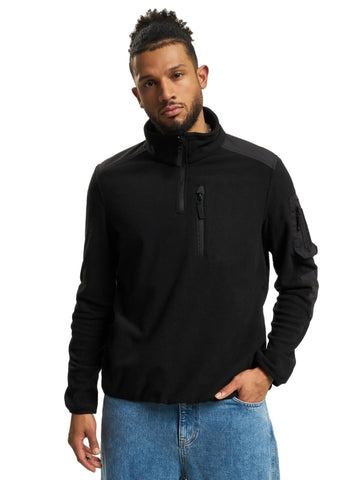Brandit Men's Fleece Troyer Ripstop Sweater, Black, XXXXL