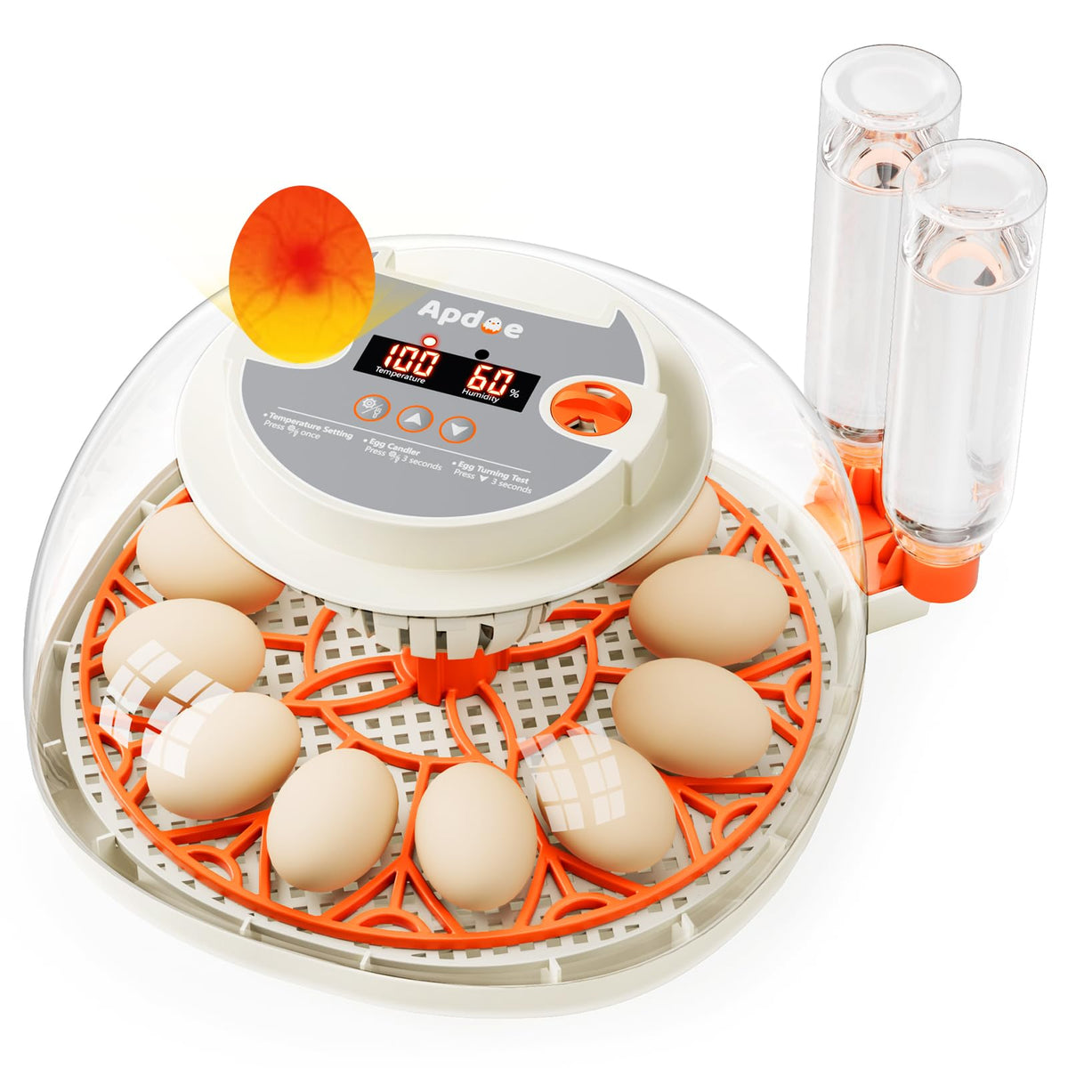 Apdoe 12 Egg Incubator, Incubators for Hatching Eggs, Automatic Egg Turner with Temperature Control, Egg Candler, Auto Water Replenishment, Poultry Incubator for Hatching Chicken Quail Duck Parrot