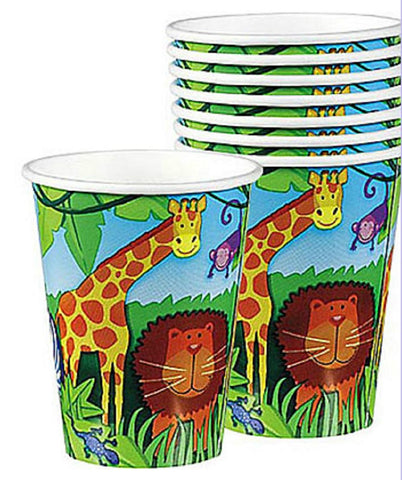Amscan Wild Jungle Animals Themed Party Paper Cups Tableware (Pack of 8), Multicolor, 9 oz