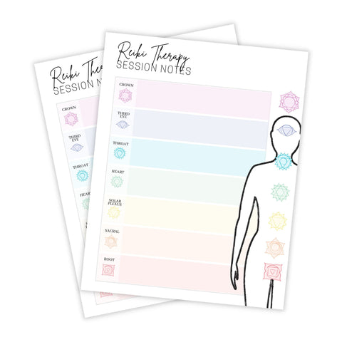 Reiki Therapy Session Notes | 50 pk | 8.5â€ x 11â€ Standard Paper Size | Energy Healing Blocked Chakra Spiritual Healing | Forms for Reiki Distance Session | Session Notes