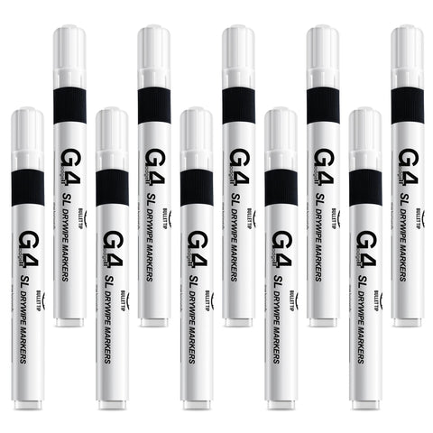 Nice Style Pack of 10 Non-Toxic Ink Black Colour Whiteboard Dry Wipe Marker Pens Bullet Tip