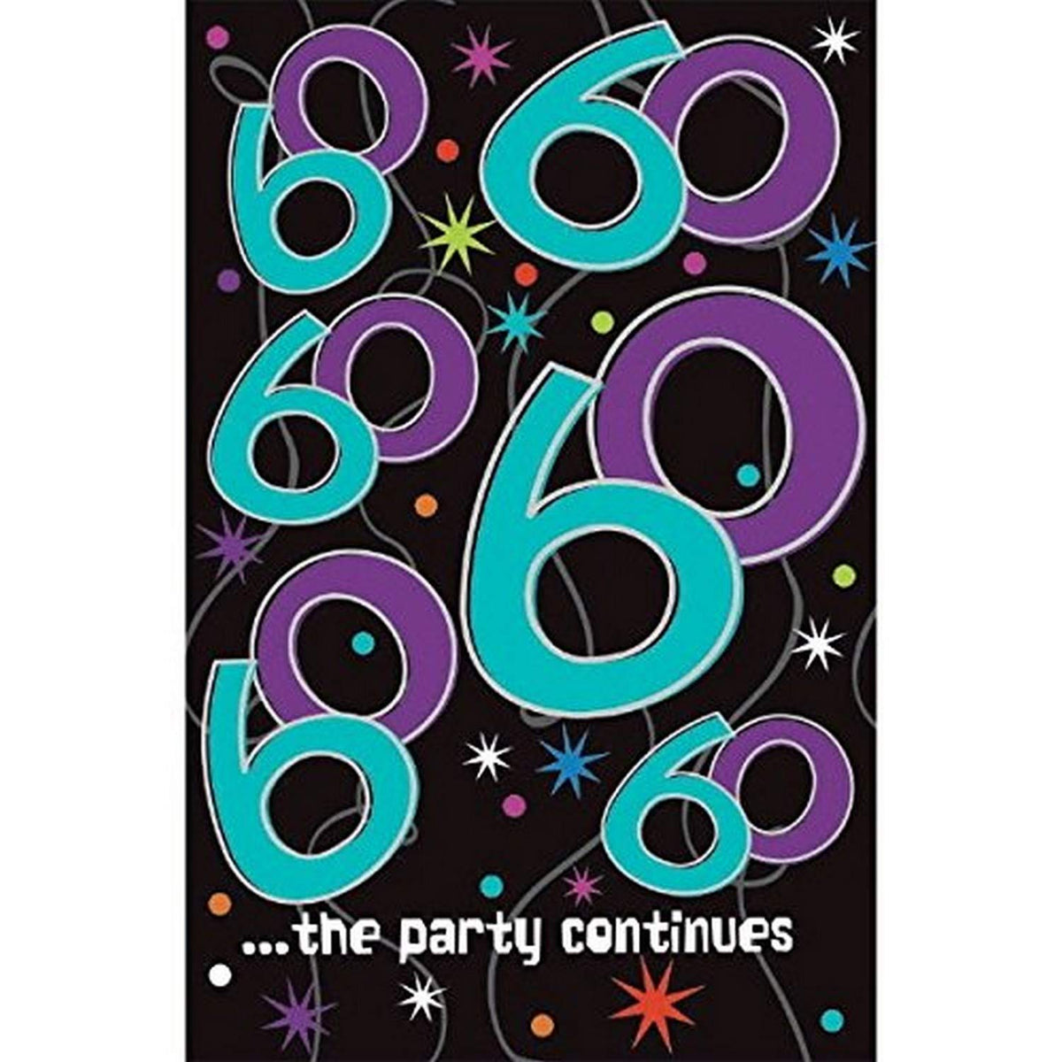 Amscan The Party Continuous 60th Birthday Table Cover, 54" x 102", Multi Color
