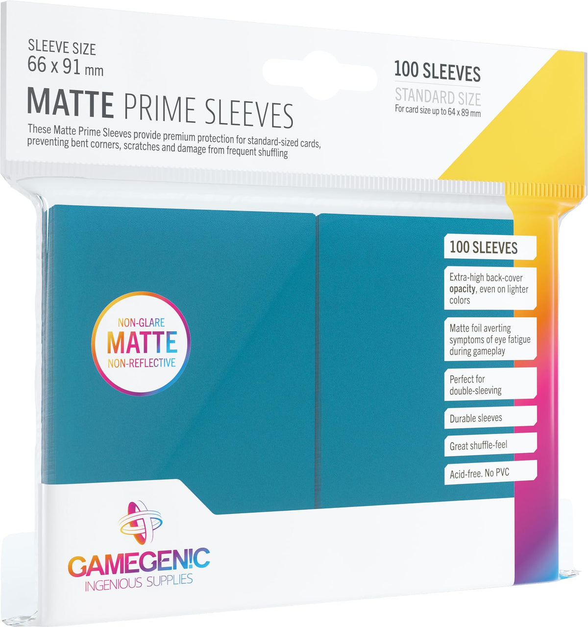 Gamegenic GGS11028ML Matte Prime Sleeves (100-Pack), Blue
