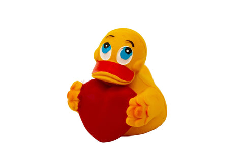Love Heart Rubber Duck Bath Toy | All Natural, Organic, Eco Friendly, Squeaker | Imported from Barcelona, Spain
