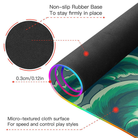 Floral Foliage Tropical Leaves Wireless Charging Mouse Pad for Mobile Phone Extra Large Gaming Mousepad with 13 Lighting Modes Mouse Mat for Gaming MacBook PC Laptop Desk Office Home