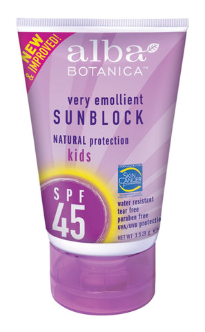 Alba Kids Sunblock SPF 45, 4-Ounce Tubes (Pack of 2)