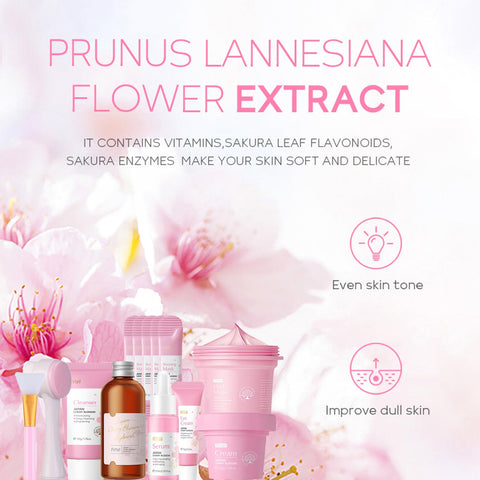 13pcs Skincare Gifts Set For Teenage Girls,Cherry Blossom Skincare Sets,High Moisturize Pure Plant Extract Skin Care Sets & Kits with Cleanser, Hydrosol,Serum,Cream,Eye Cream,Mask,Lip Mask,Mud Mask