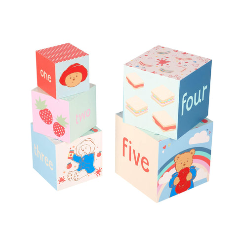 Orange Tree Toys Paddington Bear Stacking Cubes, Wooden Toys for 1 Year Olds, Toddler - Montesorri Stacking Toys, Nesting Boxes Balancing Building Blocks, Counting with Numbers 1-5, Paddington Gift