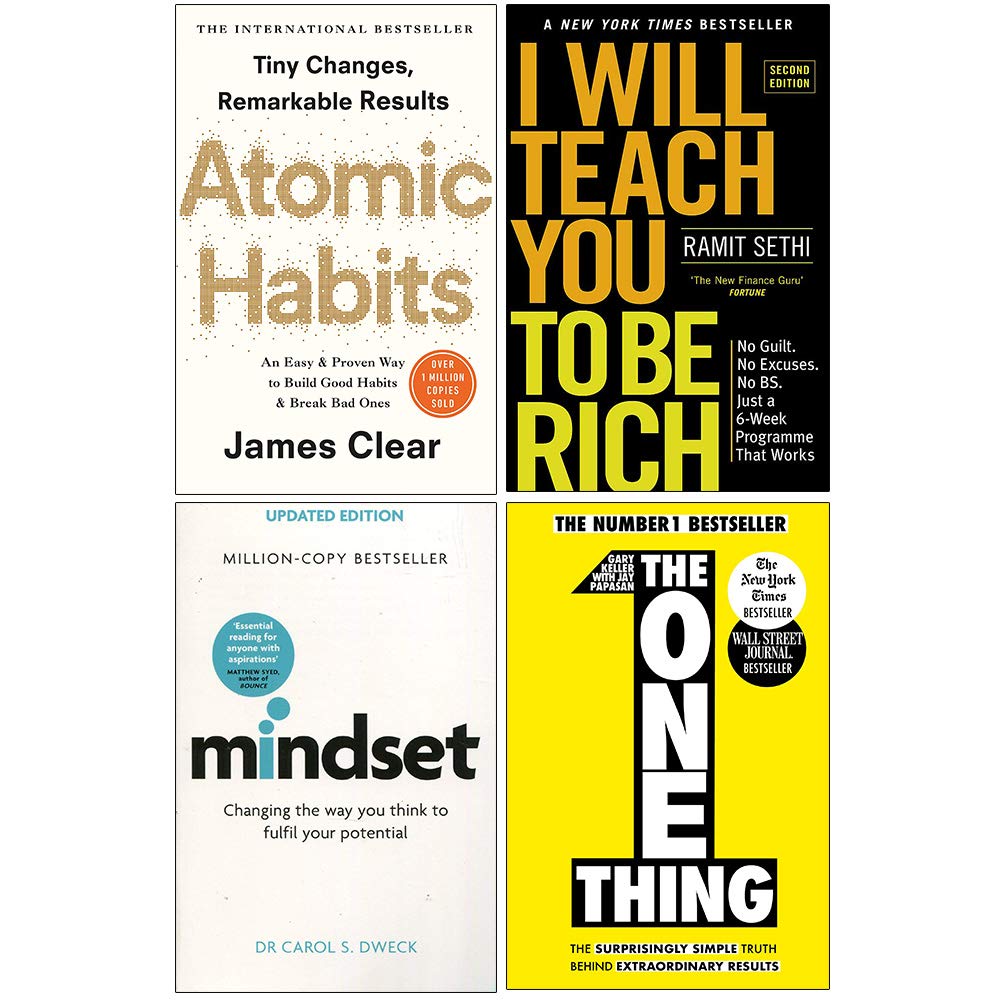 Atomic Habits, I Will Teach You To Be Rich, Mindset, The One Thing 4 Books Collection Set