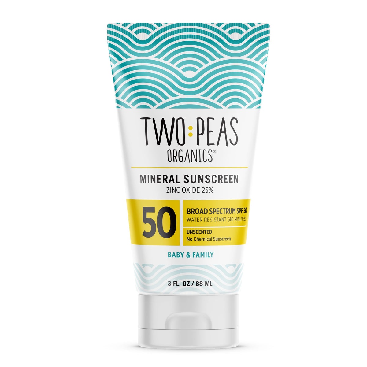 Two Peas Organics - All Natural Organic SPF 50 Sunscreen Lotion - Coral Reef Safe - Baby, Kid & Family Friendly - Chemical Free Mineral Based Formula - Waterproof & Unscented (1)