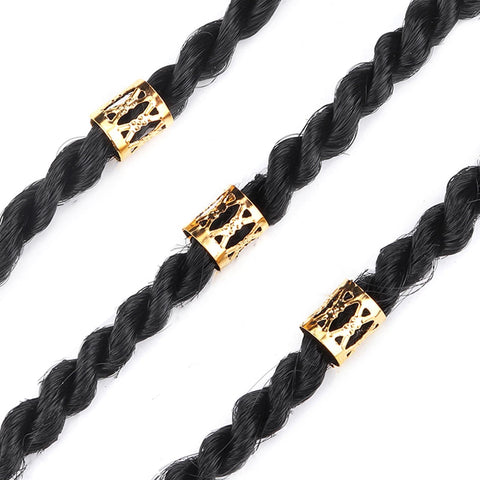 AWAVM 60PCS Wig Accessories, Dirty Braid Hair Extension Ring, Hollow Braid Decorative Ring Buckle, Hair Accessories (Gold)