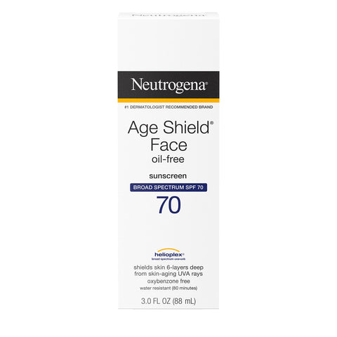 Neutrogena Age Shield Anti-Oxidant Face Lotion Sunscreen with Broad Spectrum SPF 70, Oil-Free & Non-Comedogenic Moisturizing Sunscreen to Prevent Signs of Aging, 3 fl. oz