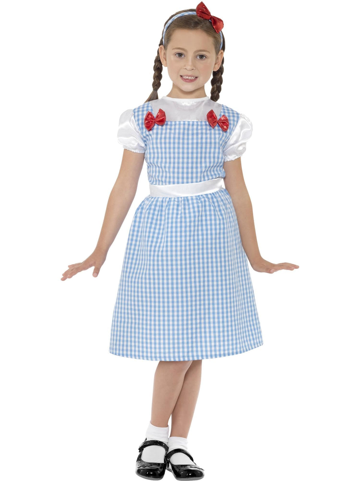 Smiffys Country Girl Costume, Blue with Dress & Headband, Girls Fancy Dress, Child Dress Up Costumes