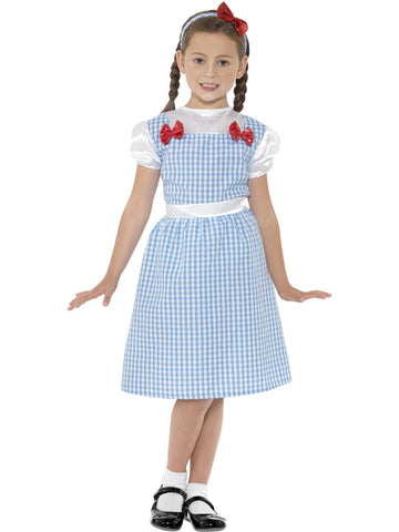 Smiffys Country Girl Costume, Blue with Dress & Headband, Girls Fancy Dress, Child Dress Up Costumes