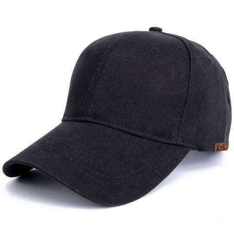 Baseball Cap - Plain Cap Hat Lightweight Adjustable Washed Polo Style Hat Classic Sports Casual Cap Summer Sun Hat for Unisex (Black)