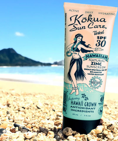 Kokua Sun Care Hawaiian Tinted Non Nano Zinc Oxide Sunscreen for Face & Body, Daily SPF 30/80 Lotion, Moisturizing Sun Protection Cream, Mineral Water Resistance, Reef Safe, Cruelty Free, Vegan