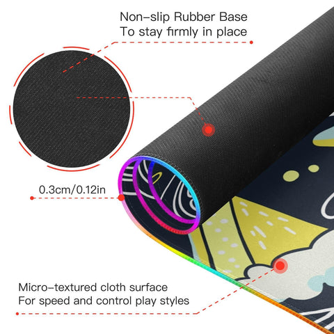 Hand Drawn Lemons Doodle Wireless Charging Mouse Pad for Mobile Phone Extra Large Gaming Mousepad with 13 Lighting Modes Keyboard Mat for Gaming MacBook PC Laptop Desk Office Home