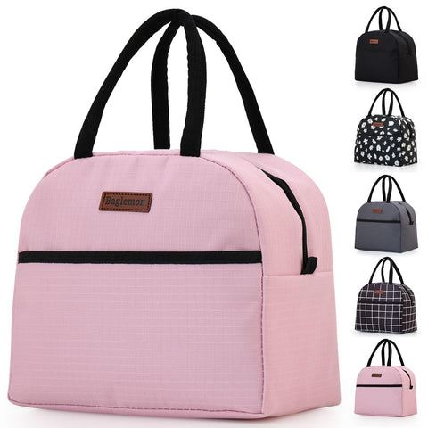 Baglemon Insulated Lunch Bag for Women Men, Lunch Containers Reusable High Capacity Lunch Tote Bags for for Work Picnic(Pink)