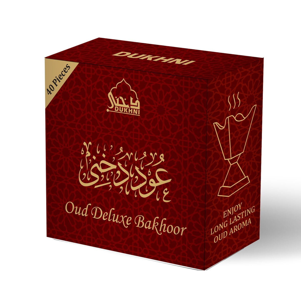 Dukhni Oud Bakhoor Deluxe | 40 pcs Arabic Bukhoor Incense | Rich, Luxurious Eid, Ramadan Gift for men & women | Oudh agarwood for home fragrances | For Electric burner, coal and candle incense burner