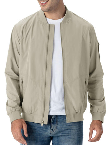 Rdruko Men's Lightweight Bomber Jacket Casual Stylish Fashion Coat Windbreaker(Light Khaki, US XXXL)