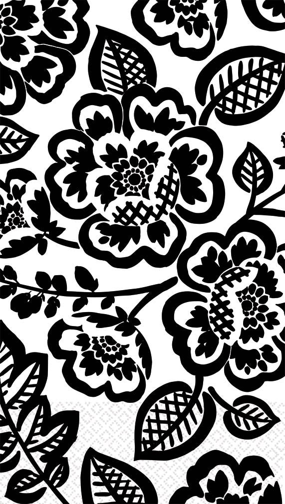 Amscan British Floral Disposable 2 Ply Eco Paper Guest Towels Tableware (16 Piece), 8" x 4.5", Black