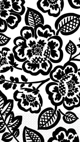 Amscan British Floral Disposable 2 Ply Eco Paper Guest Towels Tableware (16 Piece), 8" x 4.5", Black