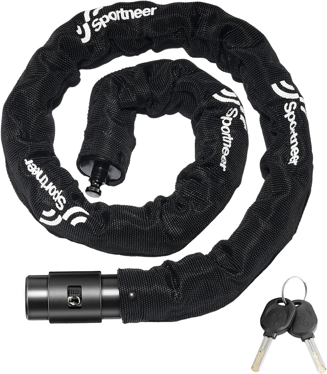 Sportneer Bike Lock Chain 8mm Dia Thick Motorbike Lock Heavy Duty Bicycle Lock Anti-Theft Uncuttable Cycle Lock High Security Portable with 2 Keys for Scooters, Mountain Bikes, Motorbikes?Ebikes
