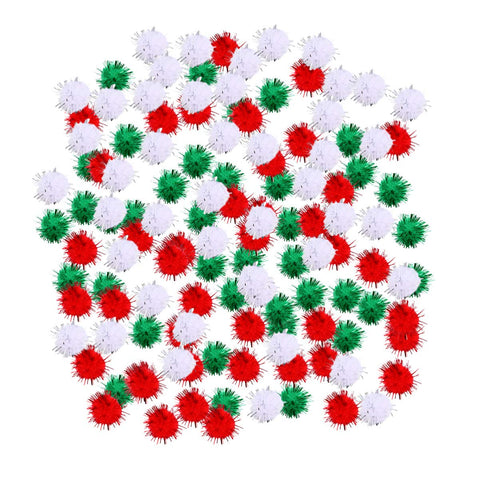 EXCEART DIY Pom Poms 300 Pcs Glitter Balls Artificial Polypropylene Metallic Line Green Pom Poms