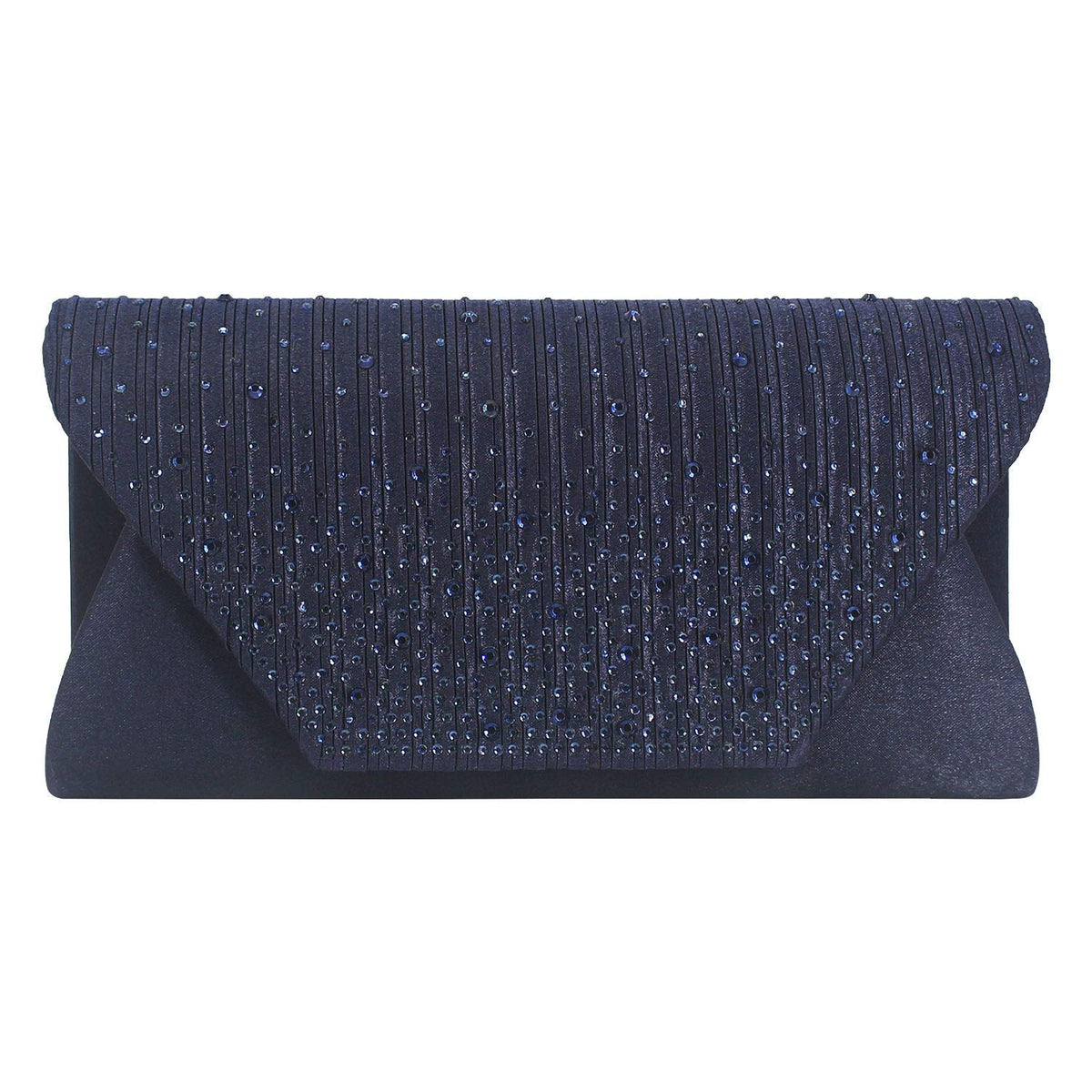 Fioeyr Womens Ladies Satin Pleated Diamante Clutch Bag Envelope Handbag Glitter Wedding Evening Purse Handbag Shoulder Bags